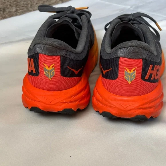 Hoka One One Speedgoat 5 Running Shoes 1123157 Men’s Size 7.5 Flame Gray Orange - Picture 3 of 16